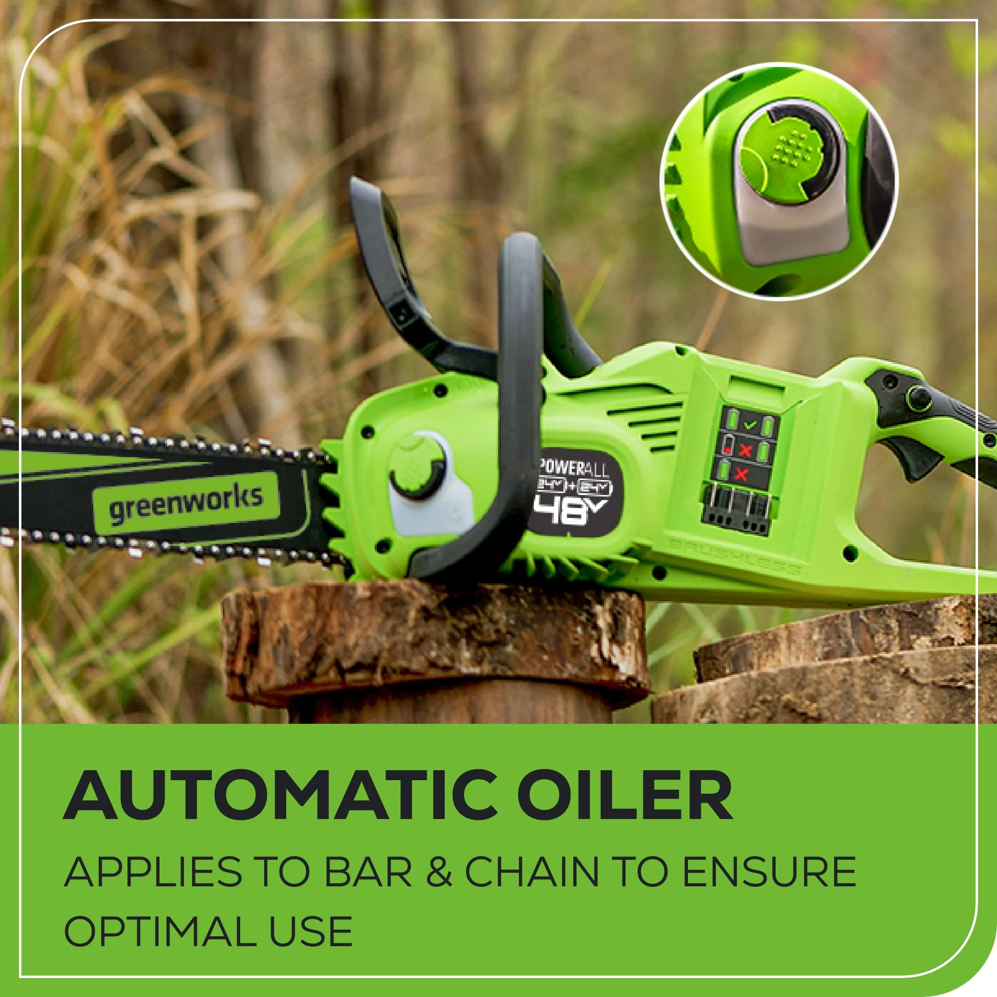 48V (2x24V) 14 Cordless Battery Chainsaw w/ Two (2) 4.0 Ah USB Batteries & Dual Port Charger