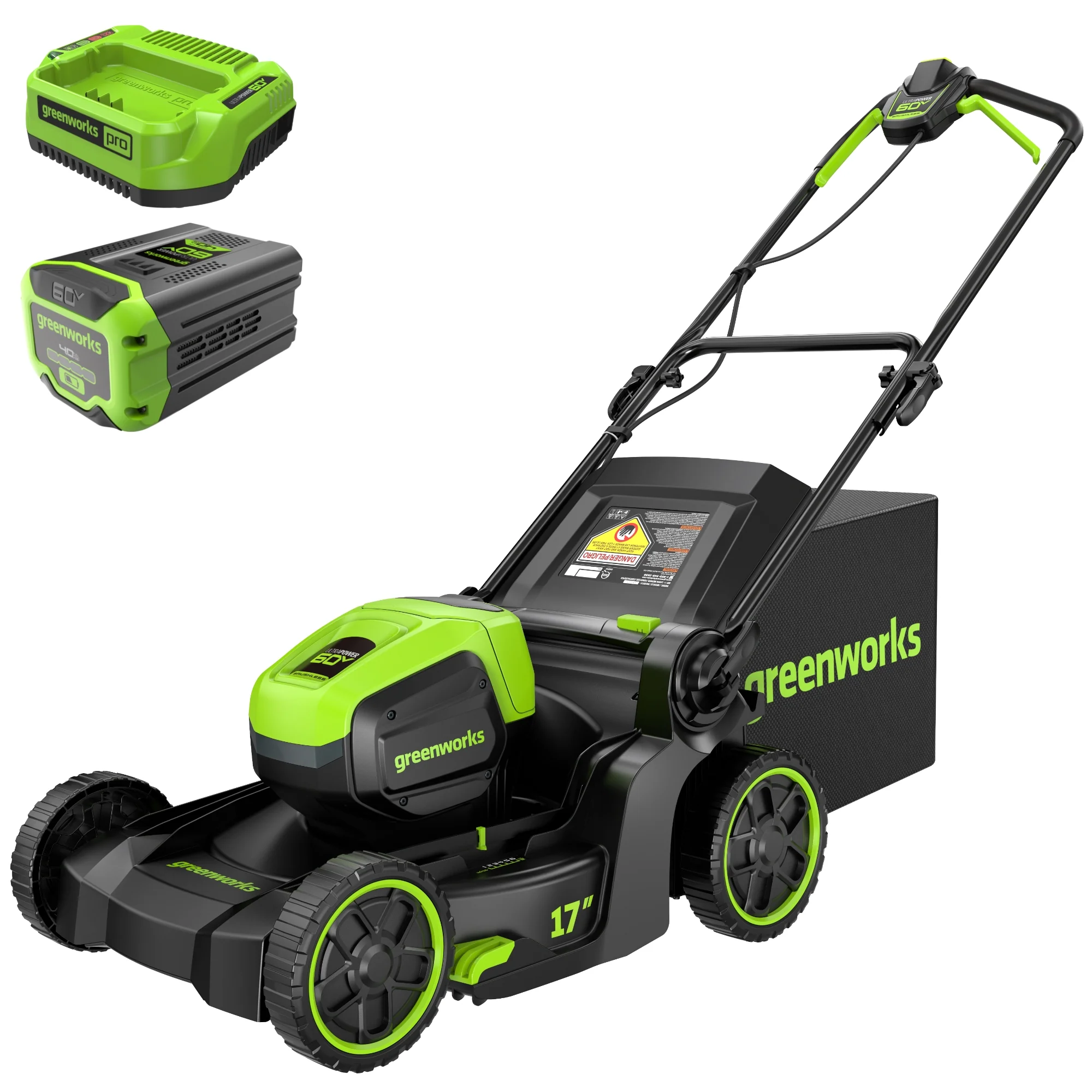 60V 17 Cordless Battery Push Lawn Mower w/ 4.0Ah Battery & Charger