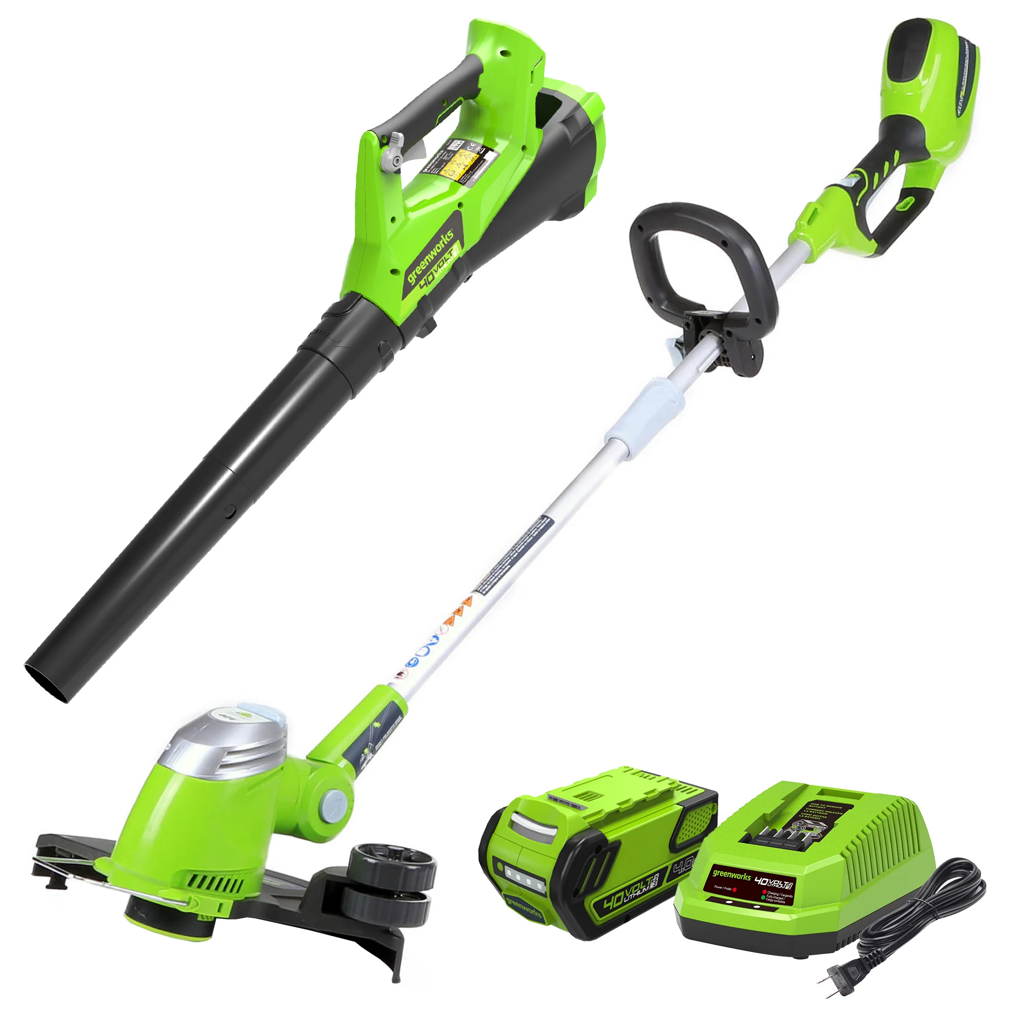 40V 13 Cordless Battery String Trimmer & 390 CFM Leaf Blower Combo w/ 4.0Ah Battery & Charger