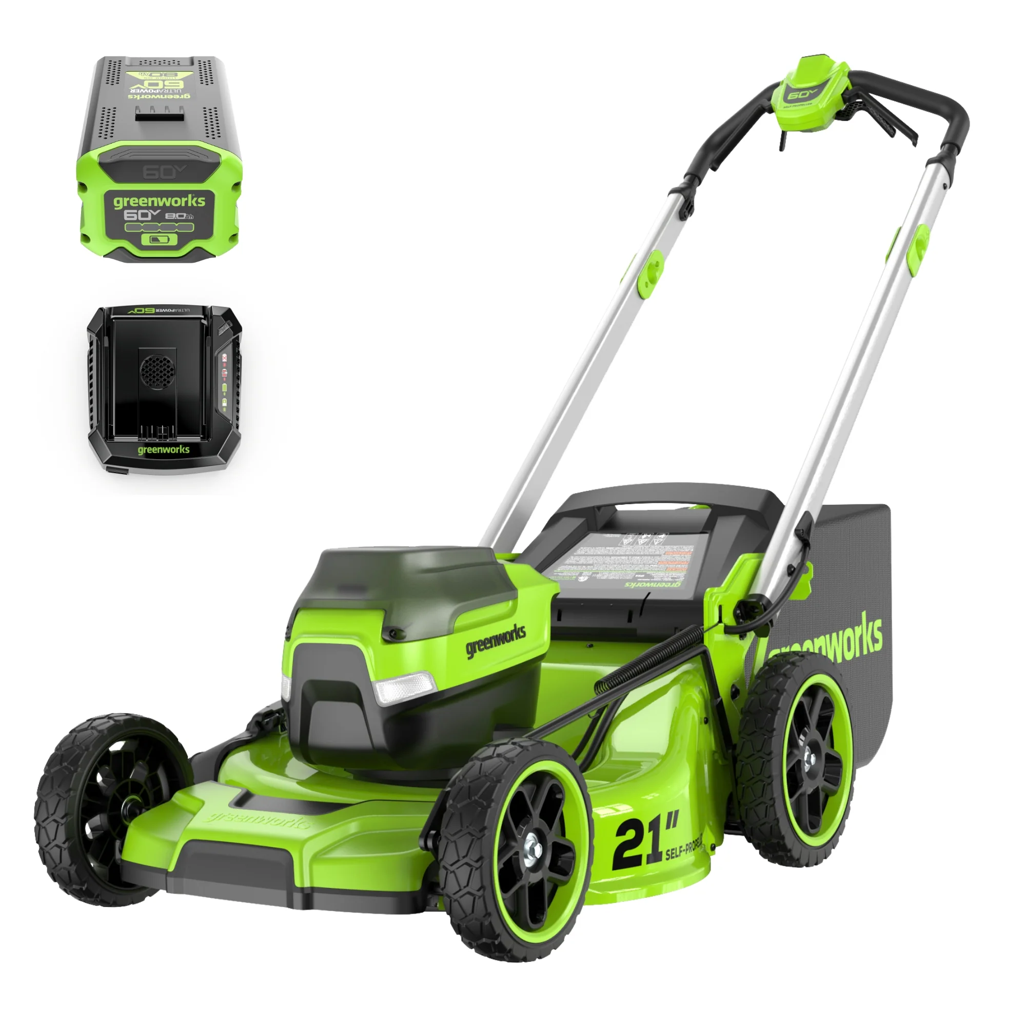 60V 21 Cordless Battery Dual Blade Self-Propelled Mower w/ (1) 8Ah battery and 6A Charger