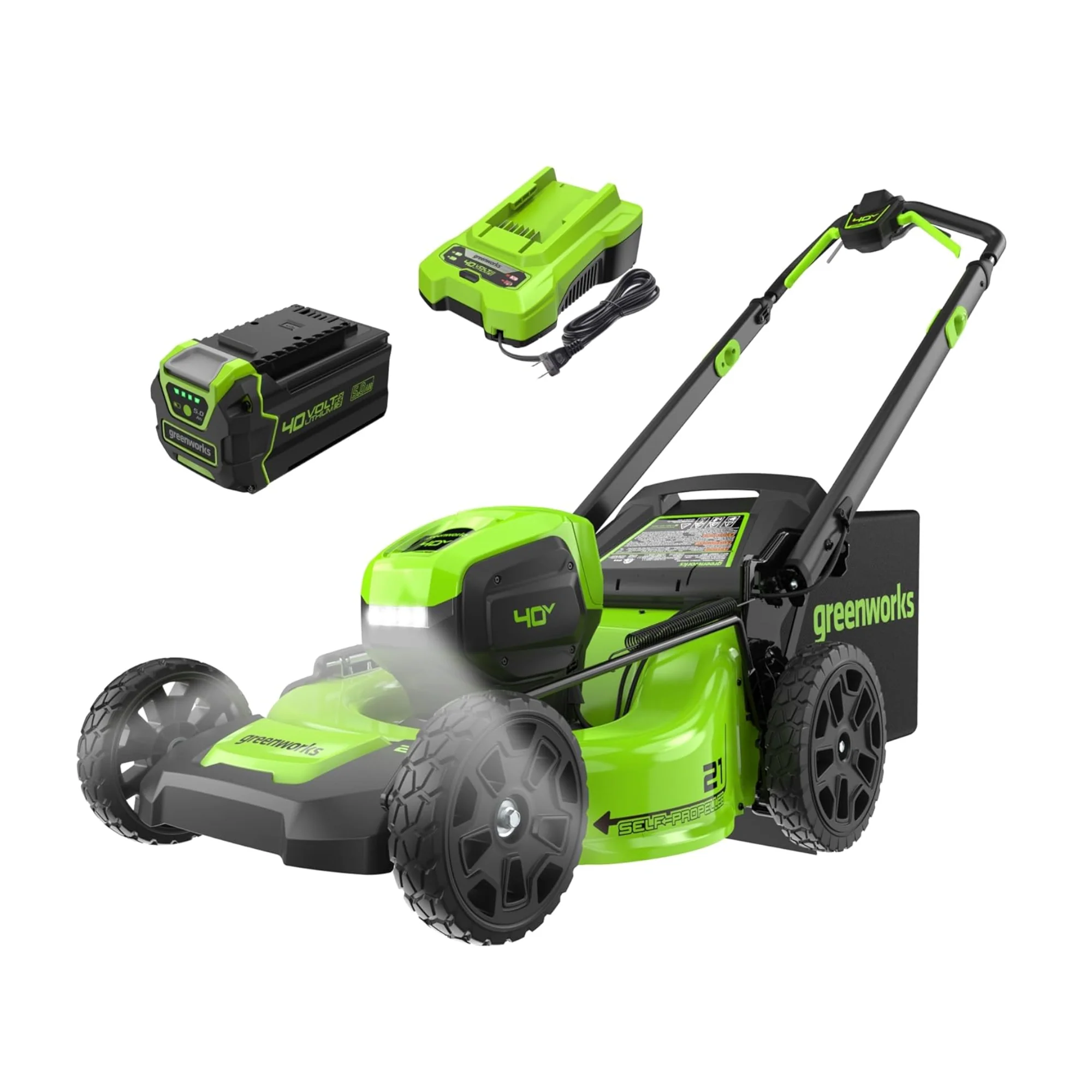 40V 21 Cordless Battery Self-Propelled Lawn Mower w/ 5.0Ah Battery & 2A Charger
