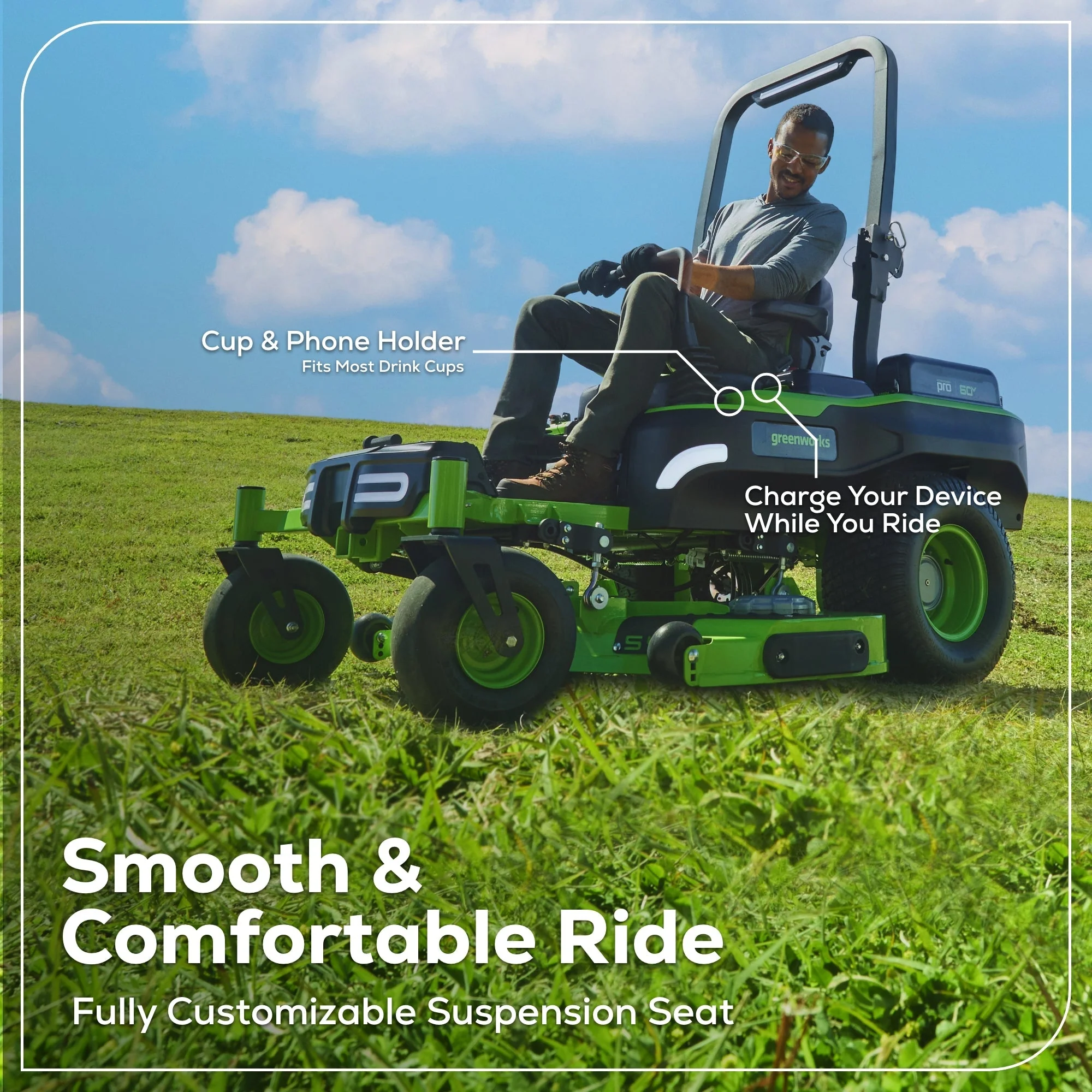 60V 54 MaximusZ Zero Turn Riding Mower 4PC Combo Kit with (2) 20.0 Ah, (2) 8.0 Ah, (2) 4.0 Ah & (1)2.5Ah Batteries and (2) Charger