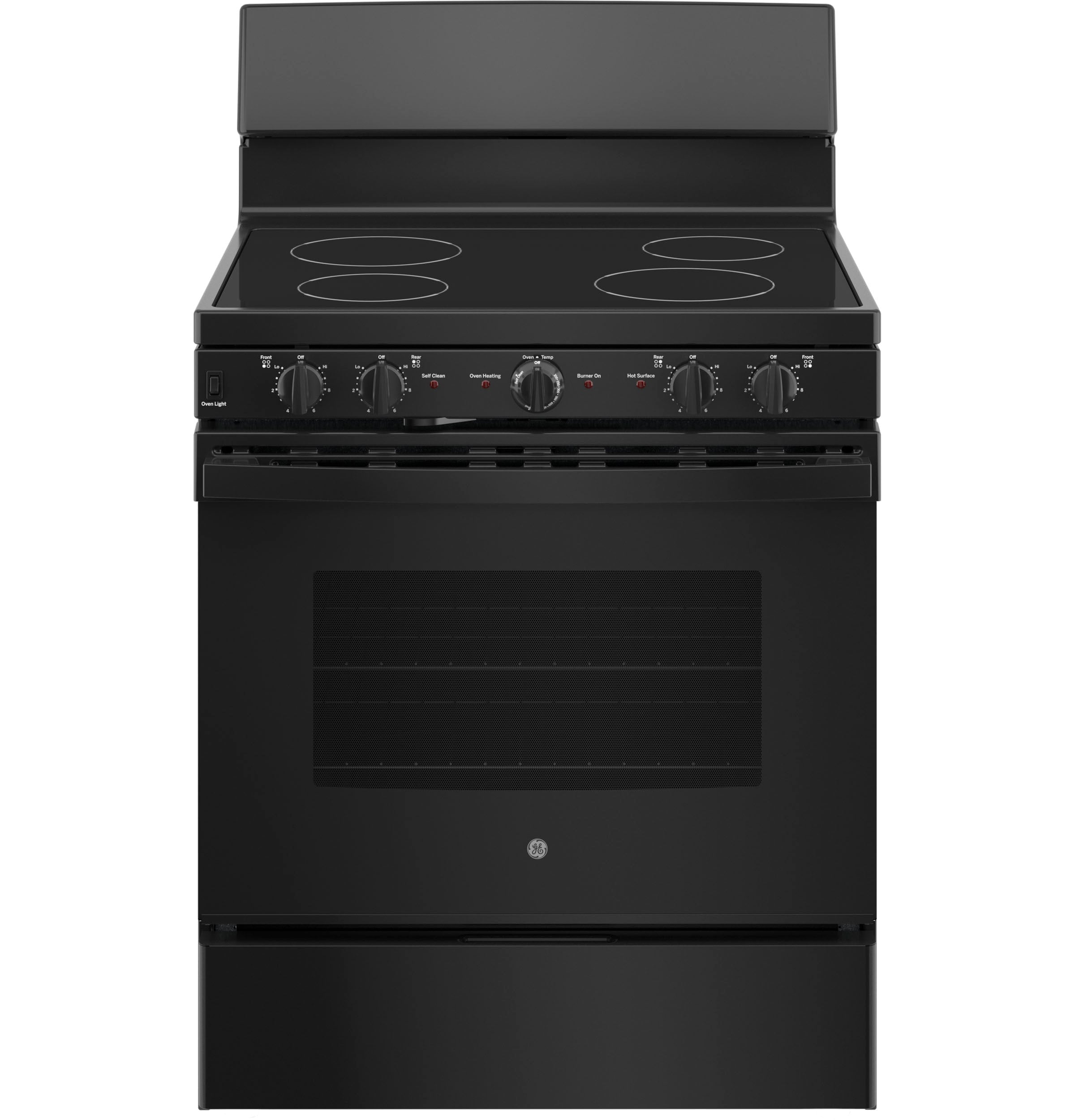 GE 30-in Glass Top 4 burners 5.0-cu ft Freestanding Electric Range ( Black )