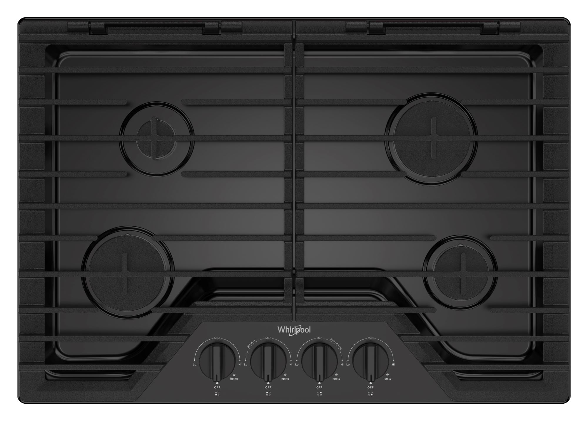 Whirlpool 30-in 4 burners Black Gas Cooktop