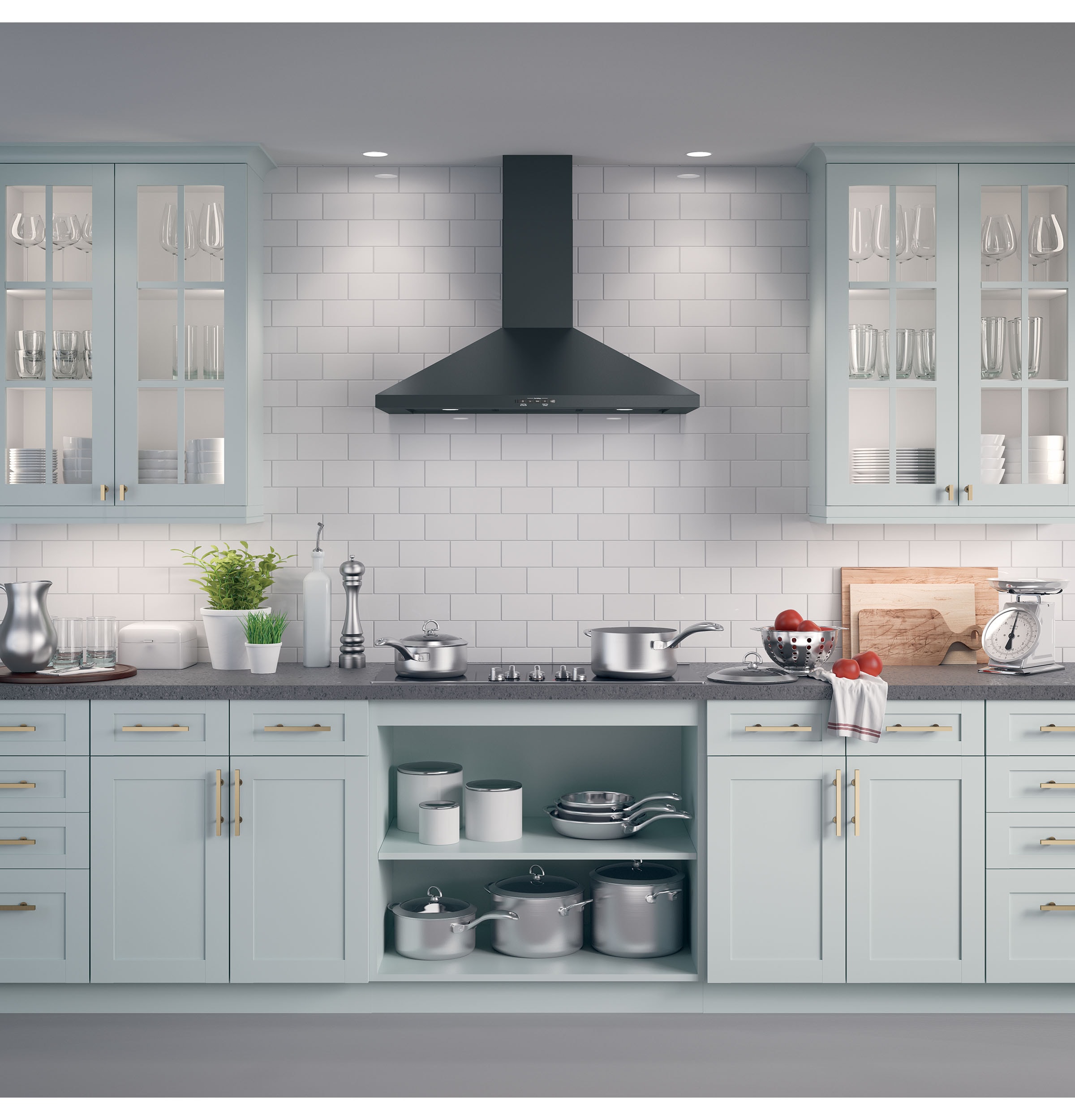 GE Wall-Mounted range hood Flue cover Black Slate