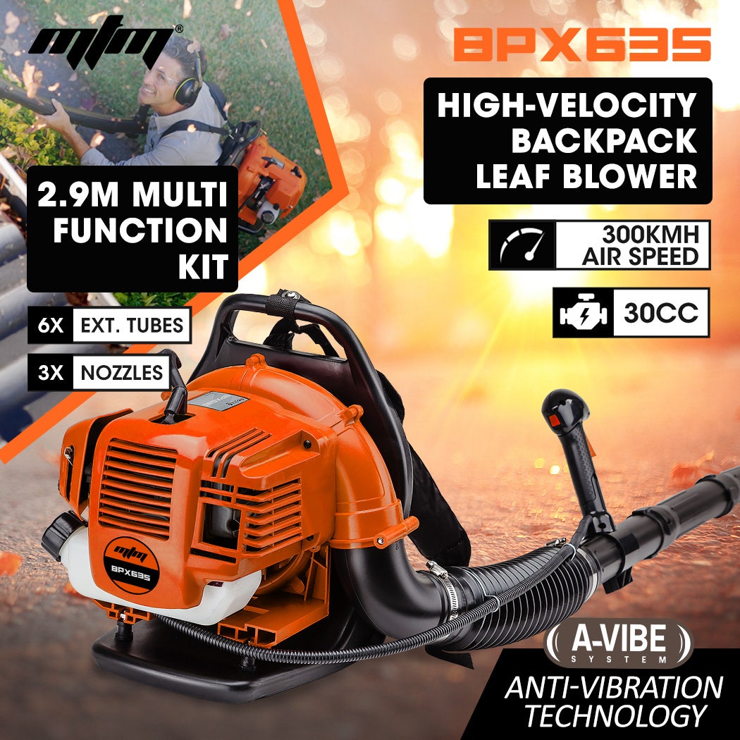 MTM 30CC 2.9M Reach Backpack Petrol Leaf Blower Yard Garden Commercial Outdoor