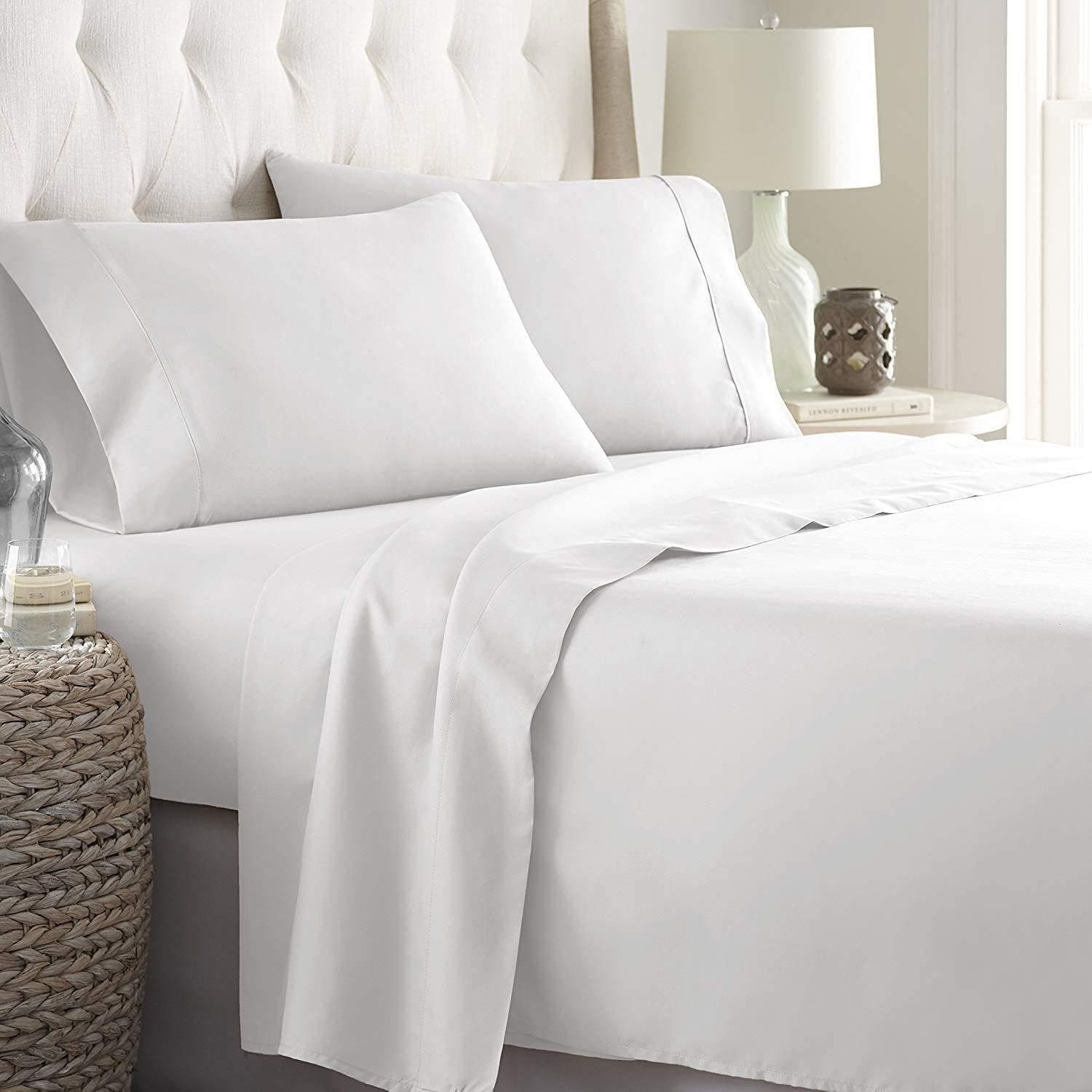 Carla Home Vikus 2000TC 4Pc Ultra-Soft Super King Flat Fitted Sheet Set - White