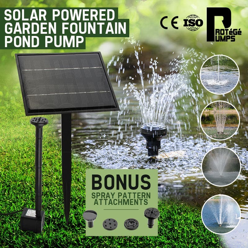 PROTEGE 5W Solar Powered Fountain Submersible Water Pump Panel Kit Garden Pond