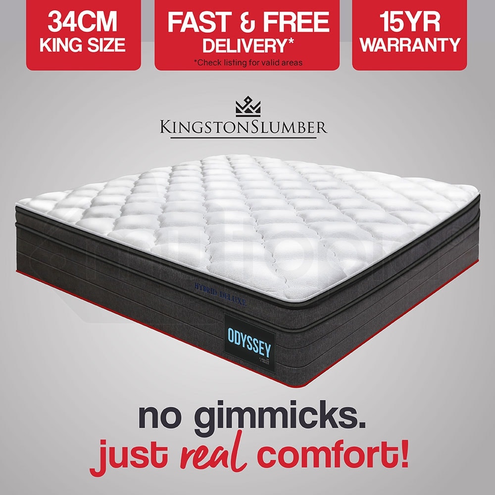 KINGSTON Mattress KING Size Bed Euro Top Pocket Spring Bedding Firm Foam 34CM