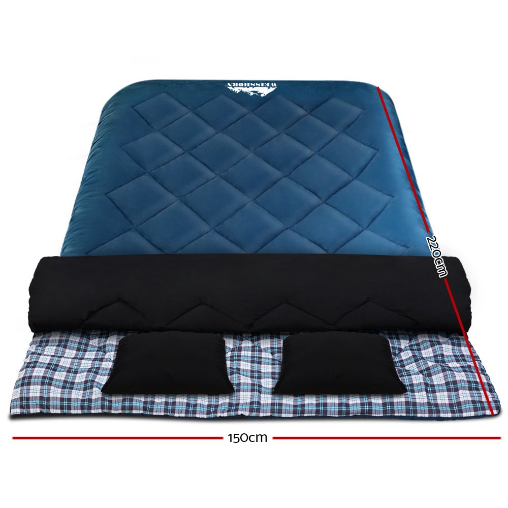 Weisshorn Sleeping Bag Camping Hiking Tent Outdoor Comfort 5 Degree Navy SB-ENV-Q-NA