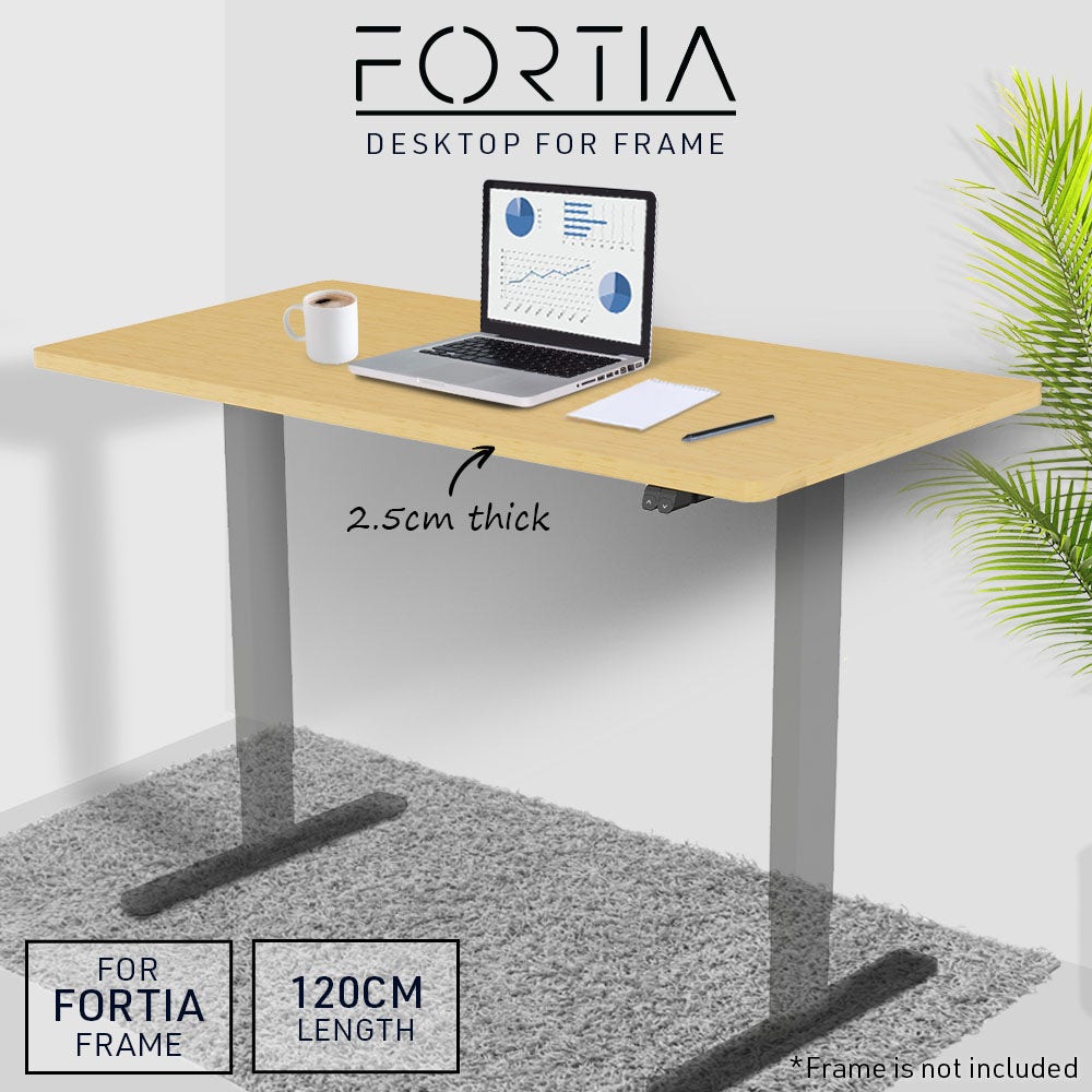 FORTIA 120 x 60cm Desktop for Height Adjustable Electric Standing Desk, White Oak Style