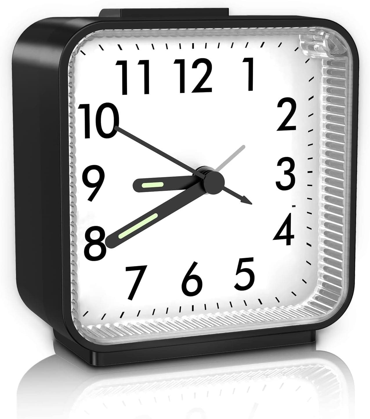 Carla Home Vikus Non-ticking Silent Small Battery Operated Analogue Alarm Clock - Black