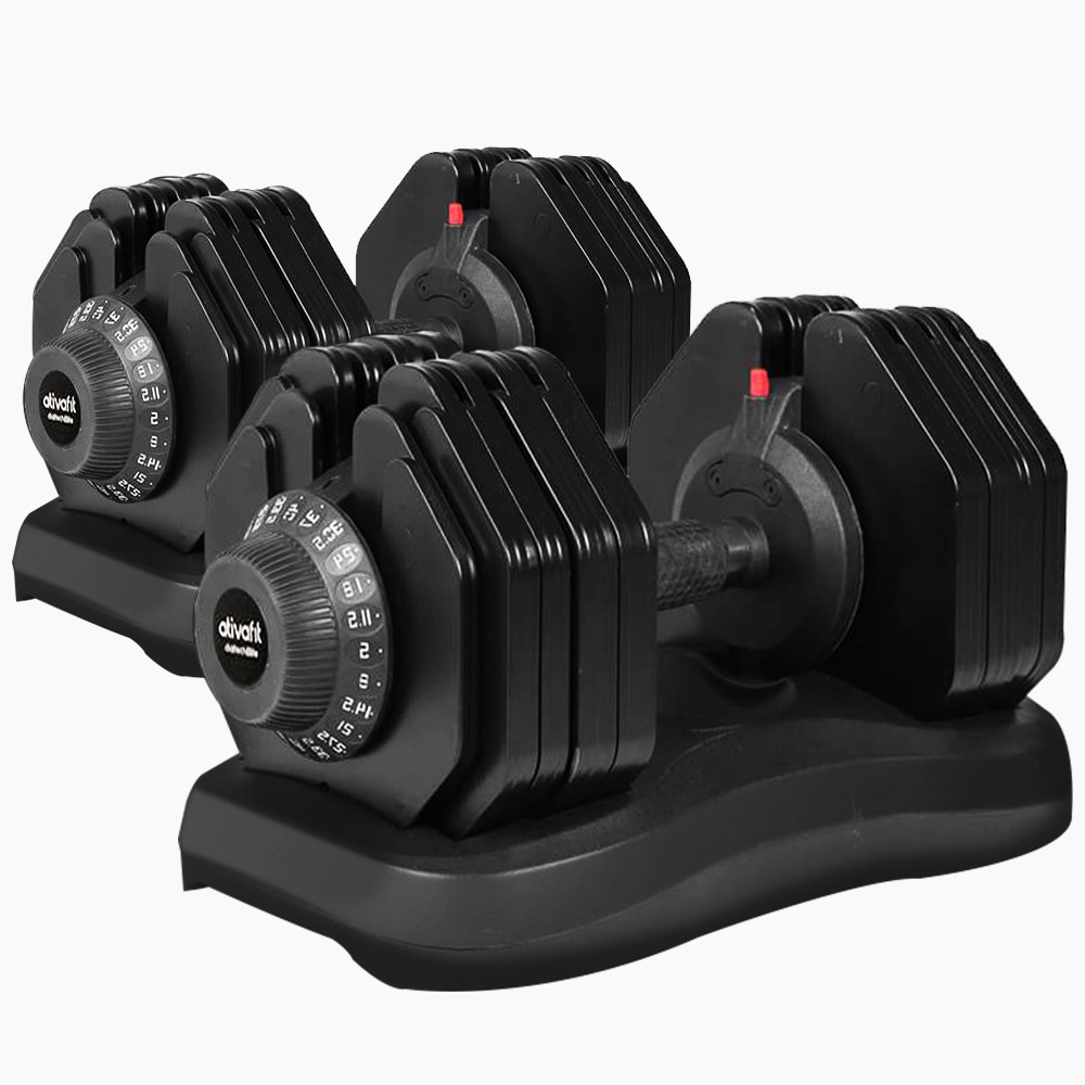 ATIVAFIT 2 x 40kg Dumbbells, Adjustable Dumbbell Set, Weights for Home Gym Fitness Training