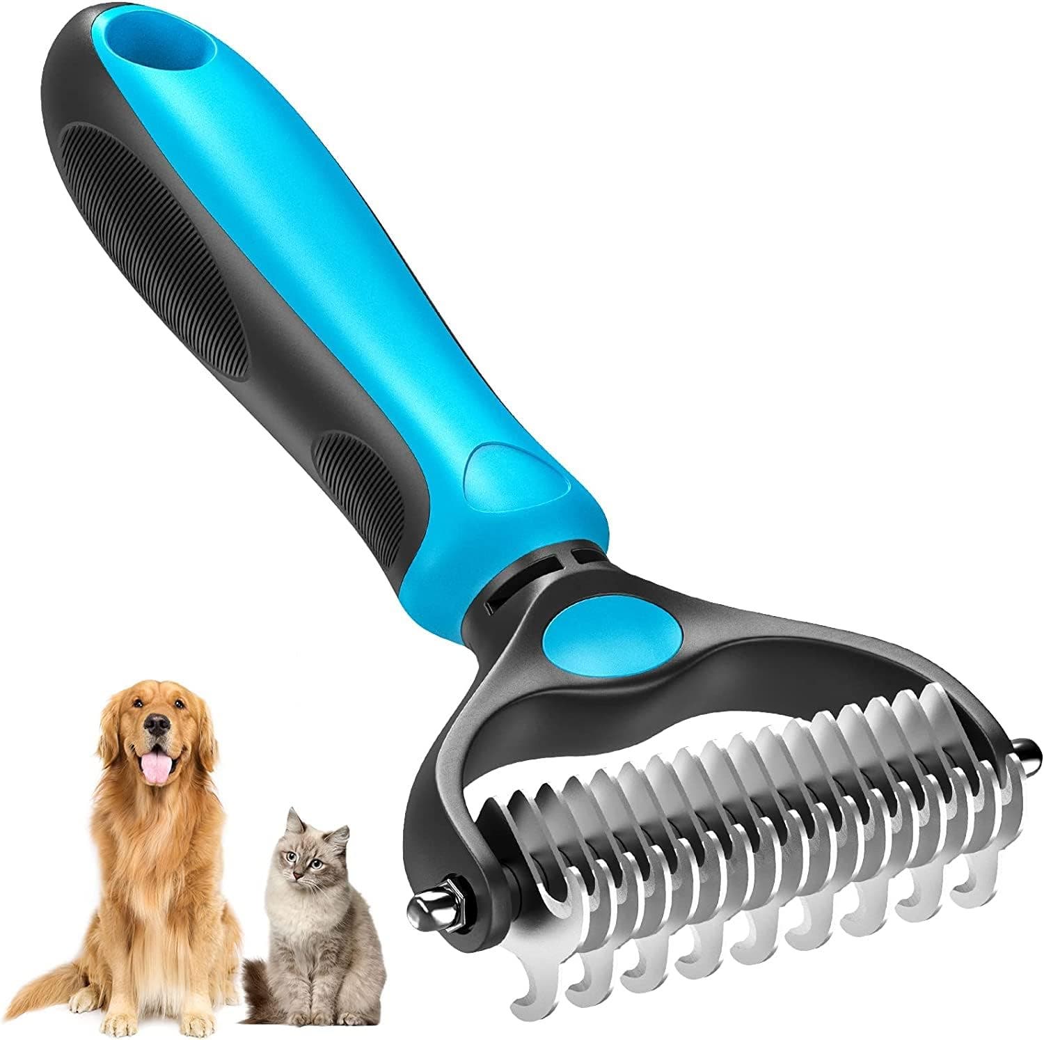 Carla Home Vikus Dual Sided Comfort Grip Pet Grooming & Dematting Brush