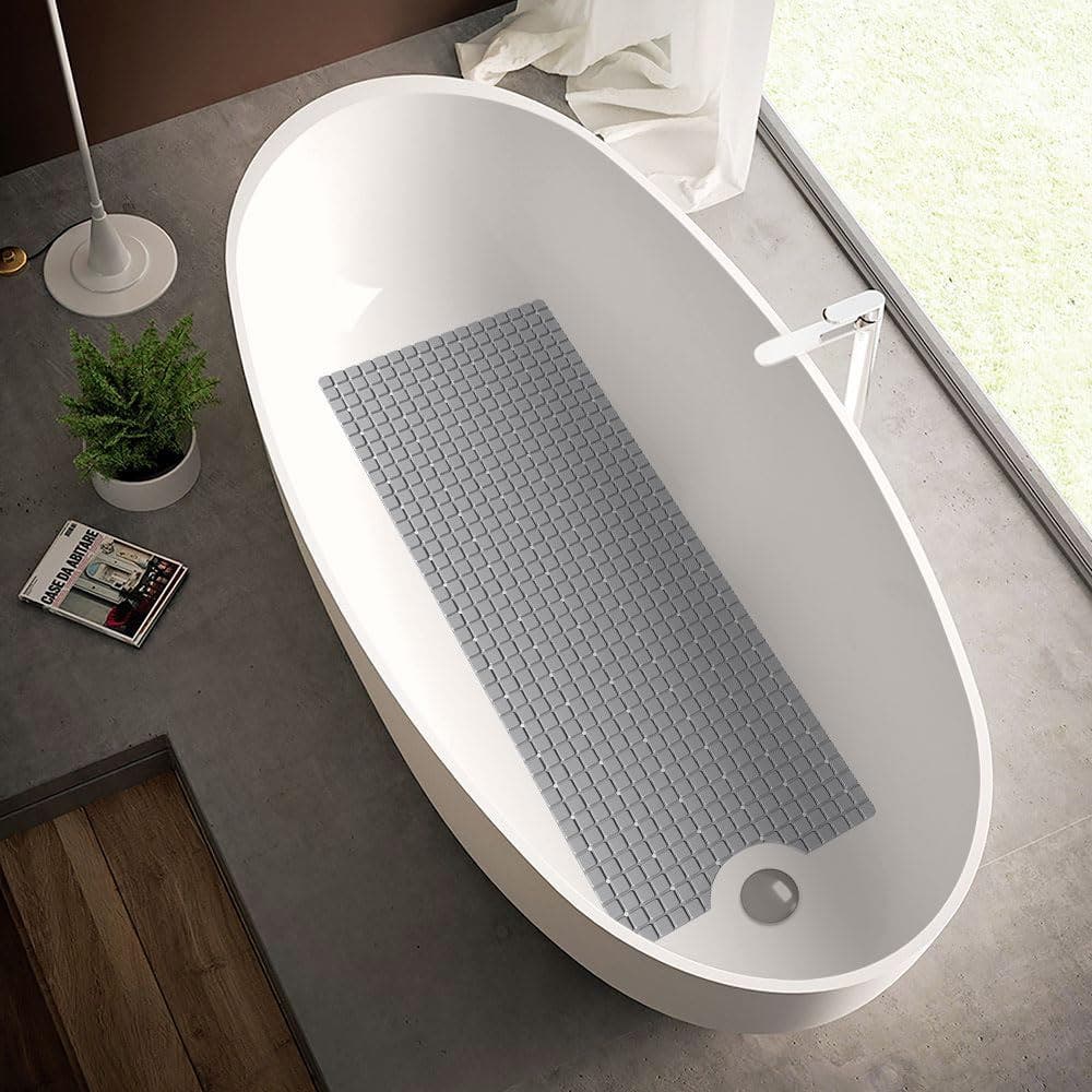 Carla Home Genux 39 x 16 Inch Non-Slip Machine Washable Bath Tub & Shower Mat - Grey