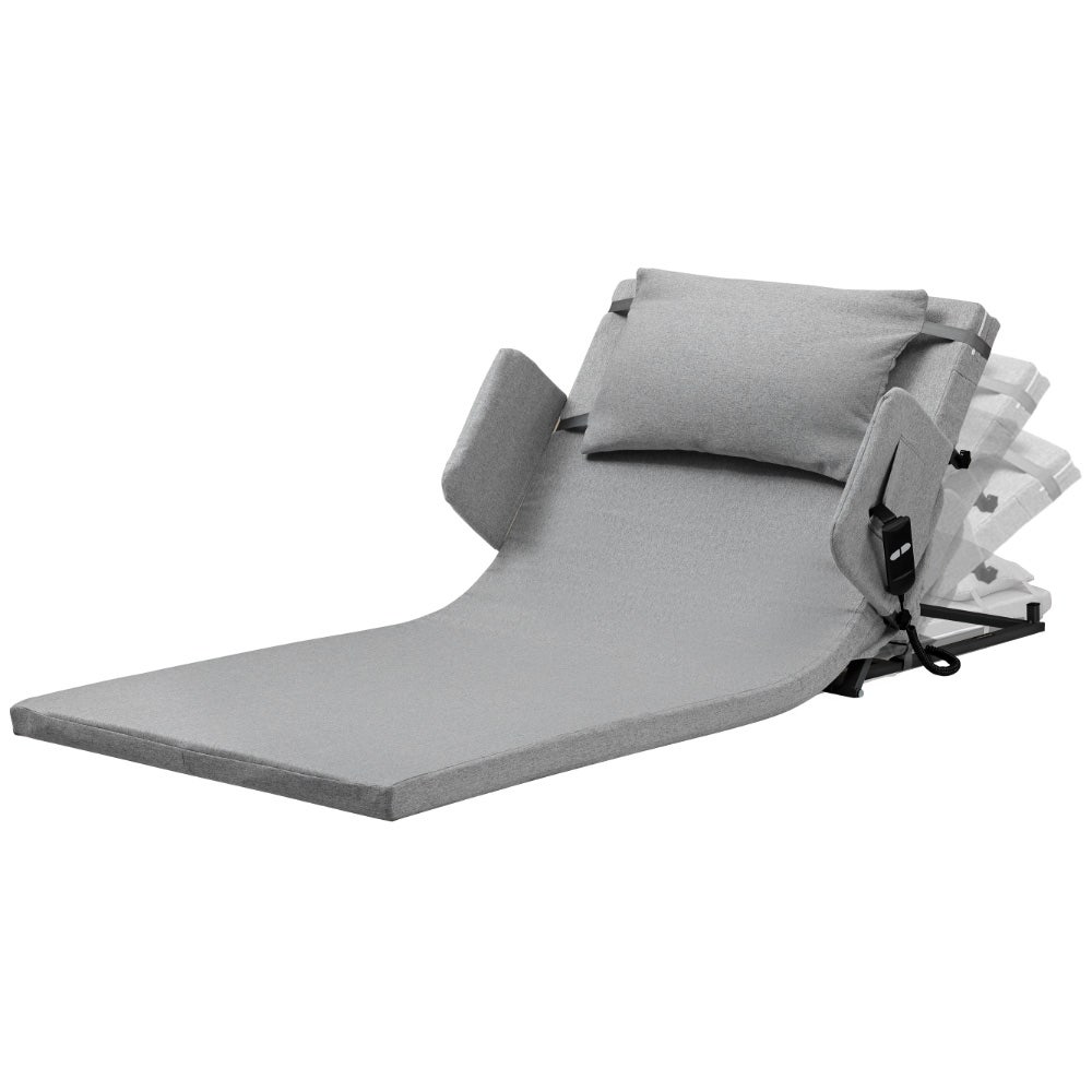 EQUIPMED Electric Adjustable Bed Backrest, German-Engineered Power Lifting Back Support with Remote Control, Full Length, Grey