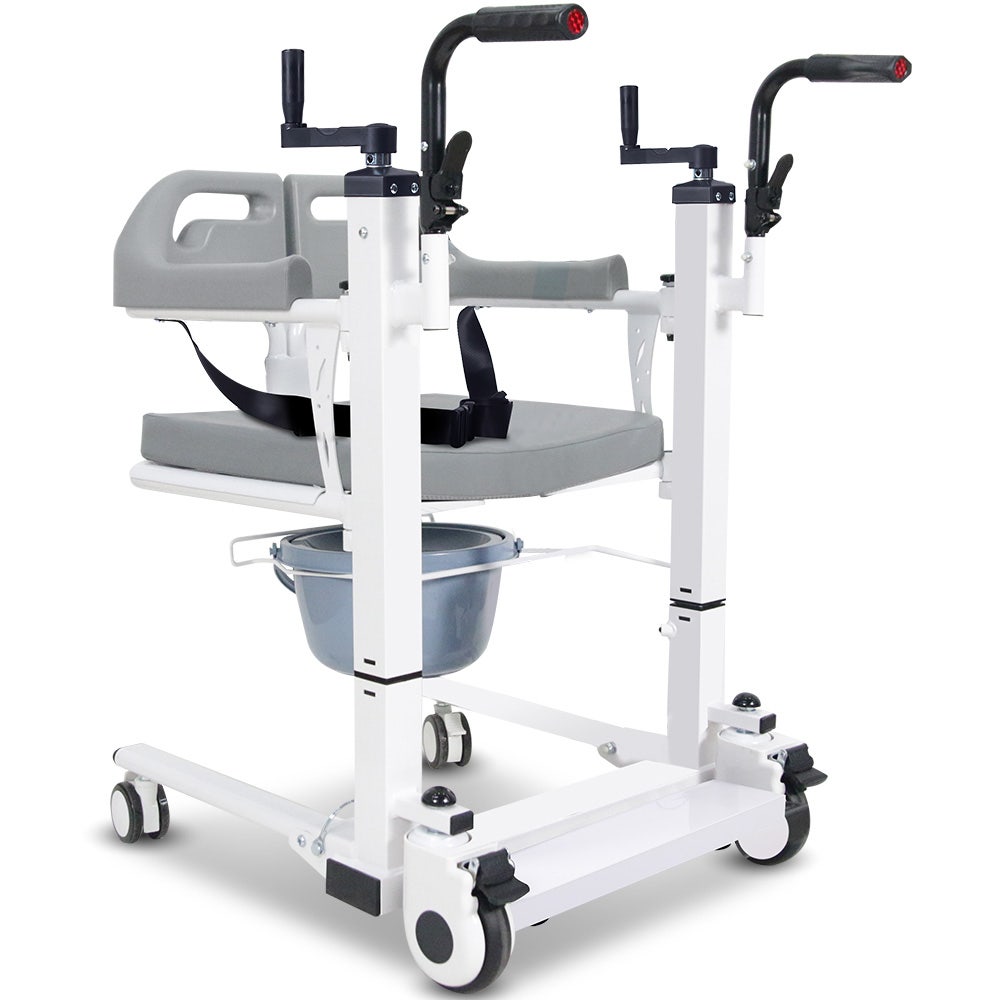 PRE-ORDER EQUIPMED 4in1 Patient Lift Transfer Chair, Manual Height Adjustment, Shower Compatible, Over Toilet, Removable Commode, for Seniors Elderly Disabled
