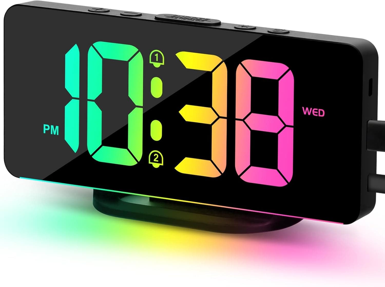 Carla Home Vikus 2023 11 Colour Multi-Mode RGB Digital Alarm Clock - Black