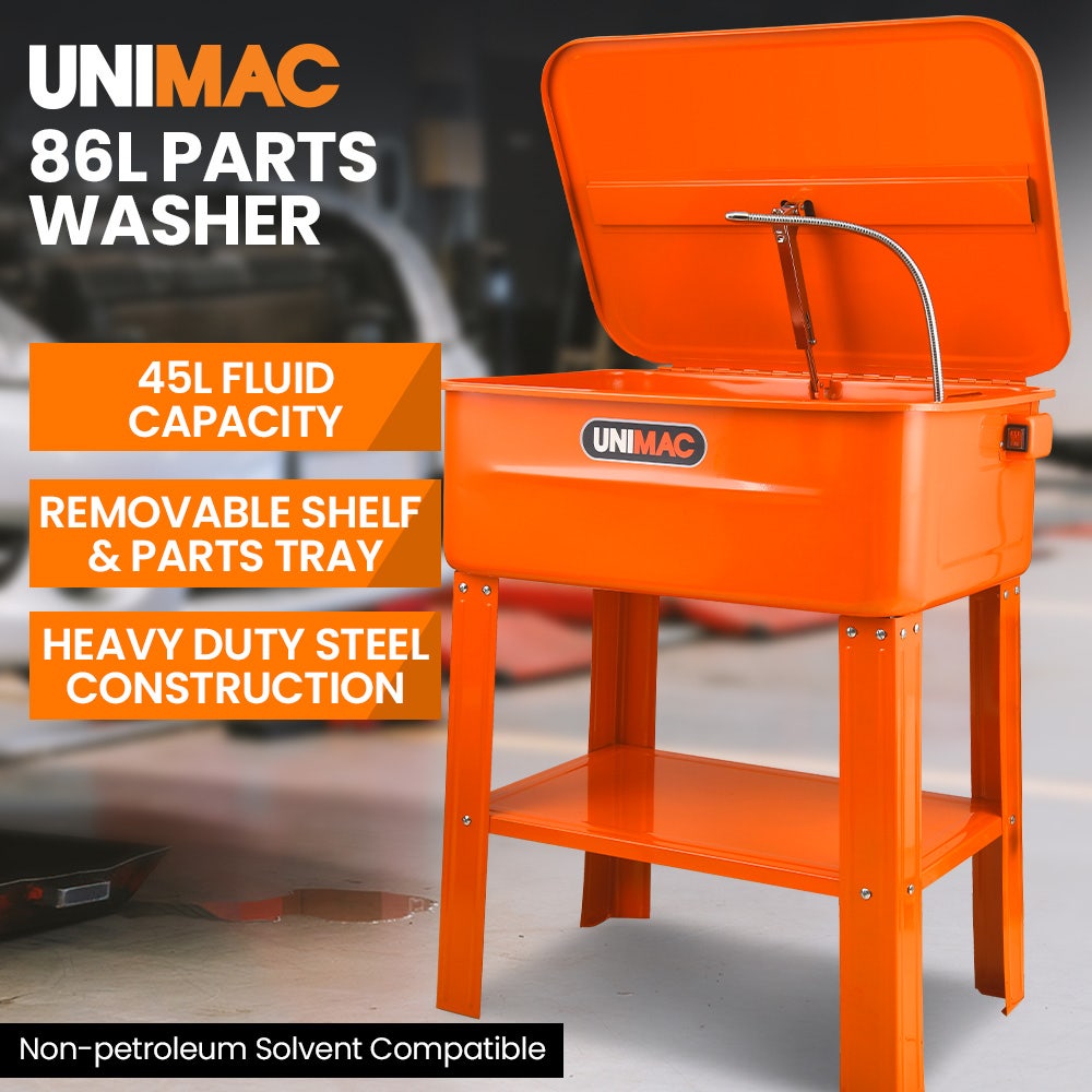 UNIMAC 86L Heavy Duty Multi Purpose Auto Parts Washer, with Removable Work Shelf, Parts Basket