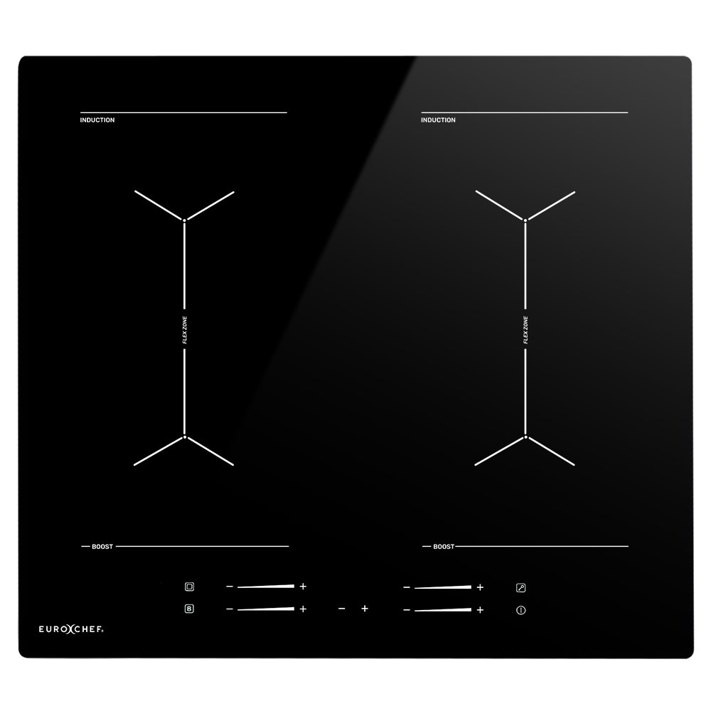 EUROCHEF 60cm 4 Zone Induction Cooktop, 7200W Electric, Dual Link Bridged Zone Hobs, Touch Controls