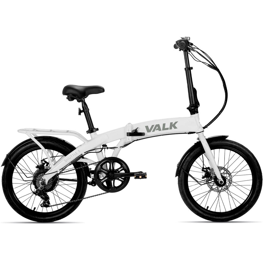 VALK Shuttle 5 Electric Folding Bike, 20" Tyres, Shimano 7-Speed, White