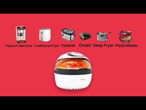 EUROCHEF 10L Electric Digital Air Fryer with Rotisserie, Rotating Fry Basket, Rack and Tongs, White