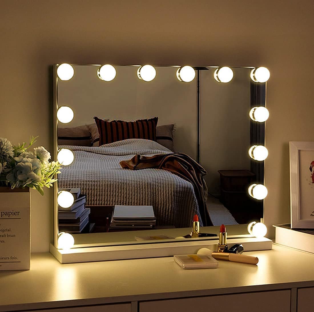 Hollywood Vanity Style LED Makeup Lights with 3 Color Modes Lights with 10 Dimmable Bulbs (Mirror Not Included)