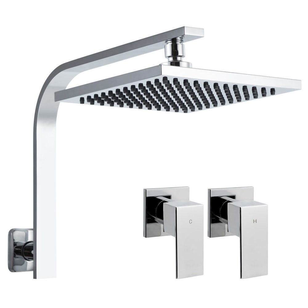 Cefito WELS 8'' Rain Shower Head Taps Square High Pressure Wall Arm DIY Chrome