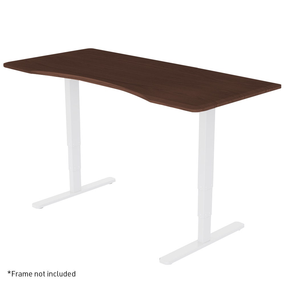 FORTIA 160x70cm Desktop, for a Height Adjustable Desk, Arched Front Design, Premium MDF, Walnut Style