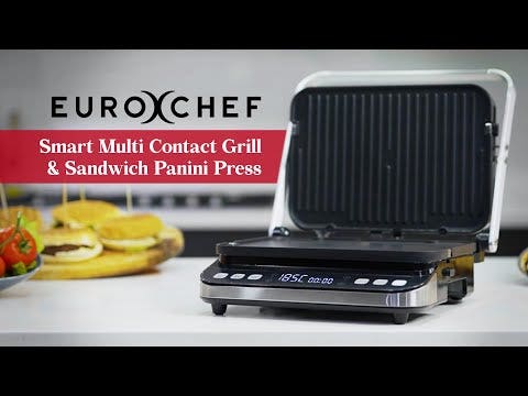 EUROCHEF Smart Multi Contact Grill and Sandwich Panini Press, with Waffle Maker Plates