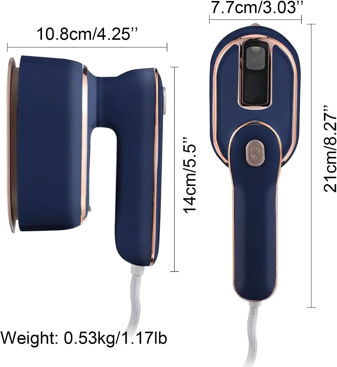 Carla Home Vikus 2-in-1 1000W Mini Portable Travel Iron & Garment Steamer - Blue