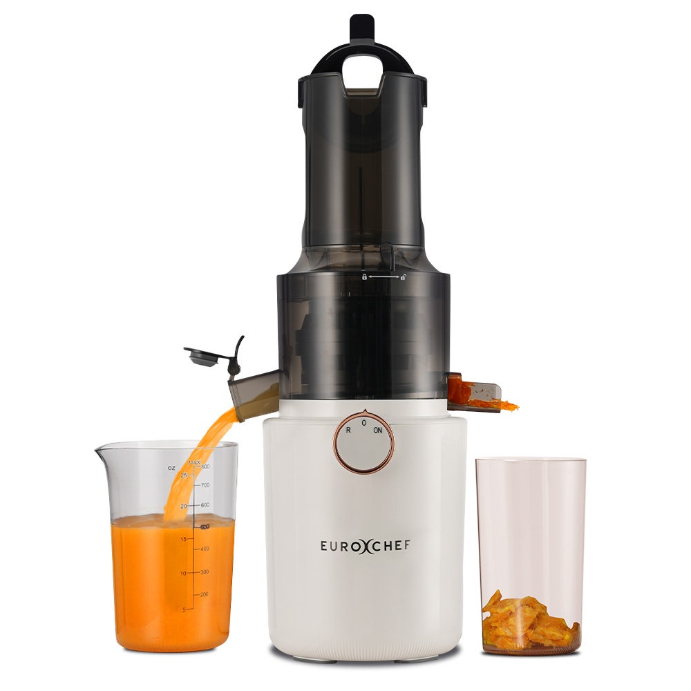 PRE-ORDER EUROCHEF Cold Press Slow Juicer Machine, Large Chute, 200W, White