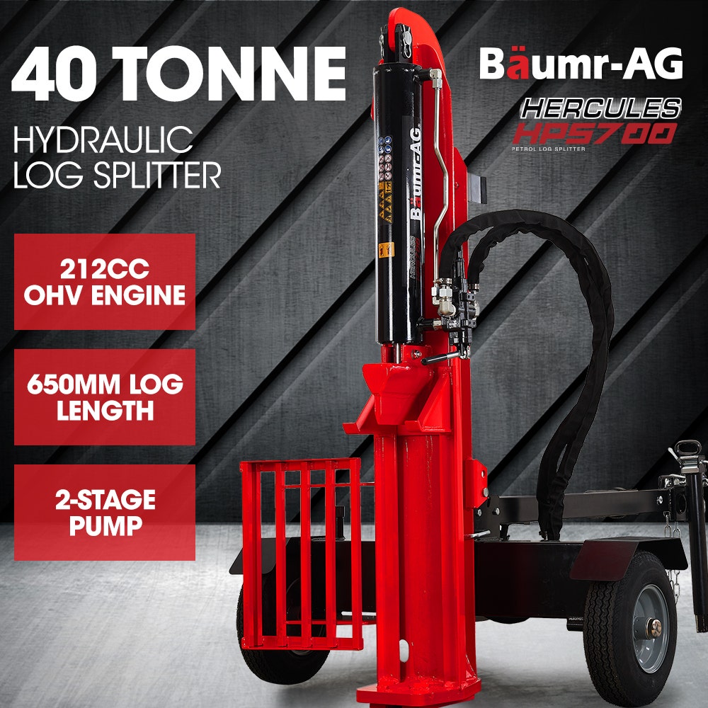 BAUMR-AG 40 Tonne Petrol Hydraulic Horizontal and Vertical Towed Wood Log Splitter - HPS700