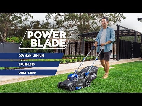 POWERBLADE 350CX 20V 13" Cordless Lawn Mower Kit, Fast Charger, 4Ah Battery, 5 Height, Brushless Electric, 330mm Cutting Path