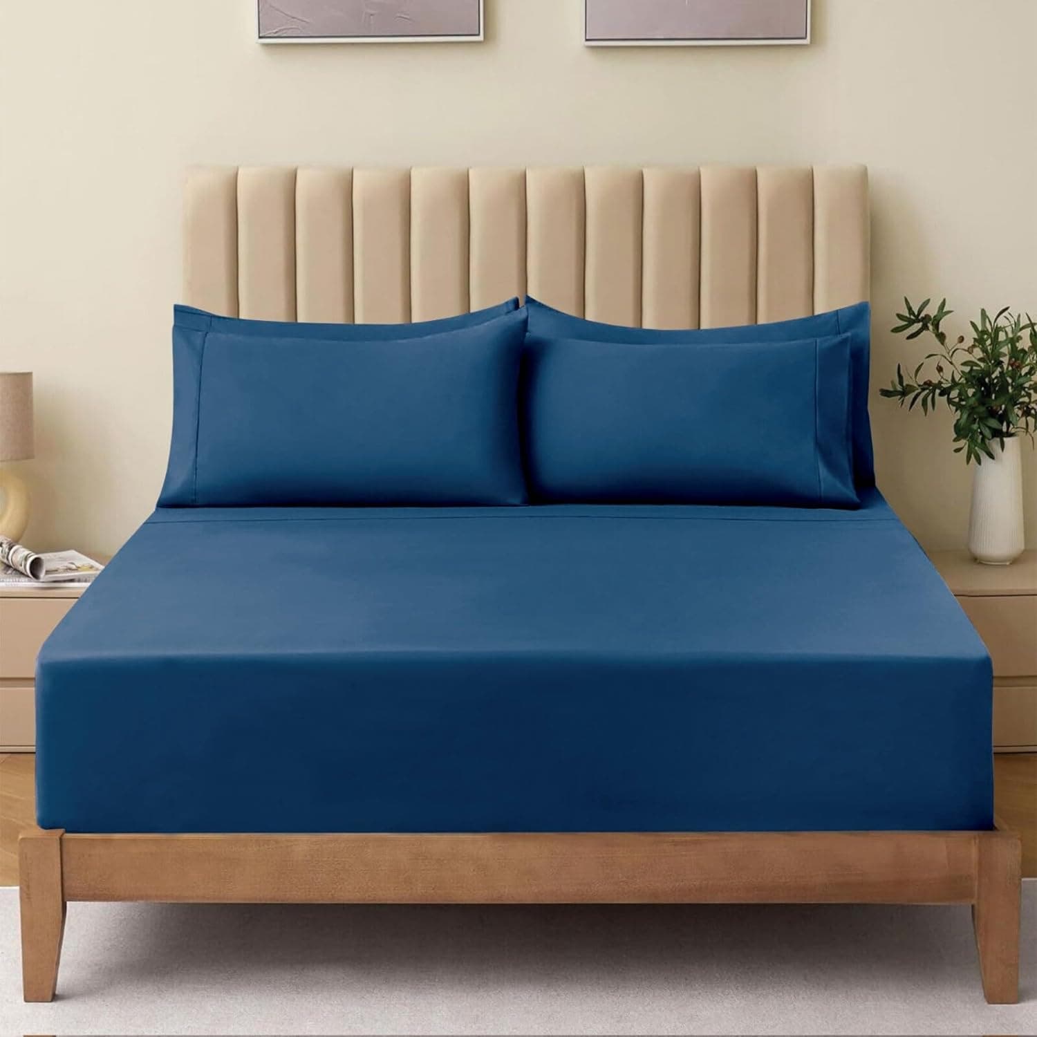 Carla Home Vikus 2000TC 3Pc Ultra Soft Hotel Comfort Super King Sheet Set - Navy