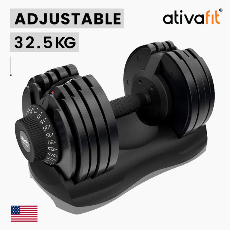 ATIVAFIT 32.5kg Single Adjustable Weight Dumbbell, for Home Gym Fitness Training