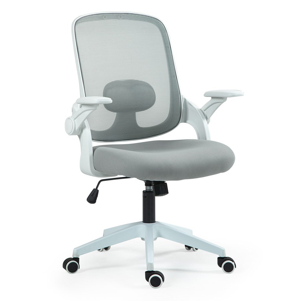 FORTIA Ergonomic Office Desk Chair, Coolmesh Fabric, Adjustable Recline, Grey Mesh/White Frame
