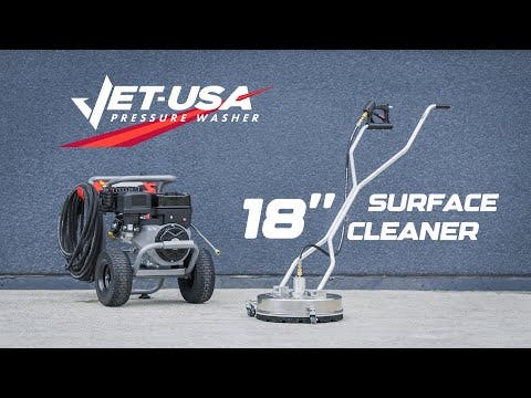 PRE-ORDER Jet-USA 18" Stainless Steel Pressure Washer Surface Cleaner with Yoke Handlebar, 3/8" Fitting, For Concrete Driveway Patio Floor
