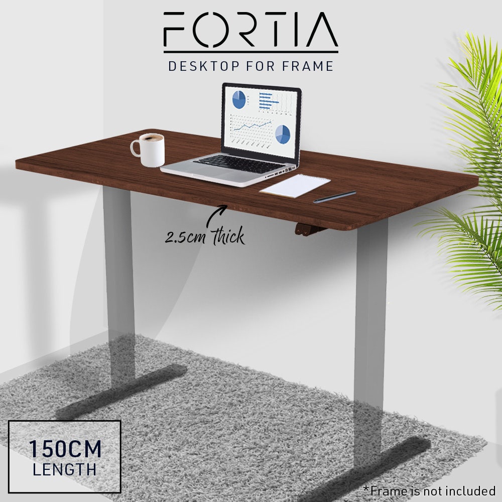 FORTIA 150x70cm Desktop, for a Height Adjustable Desk, Premium MDF, Walnut Style