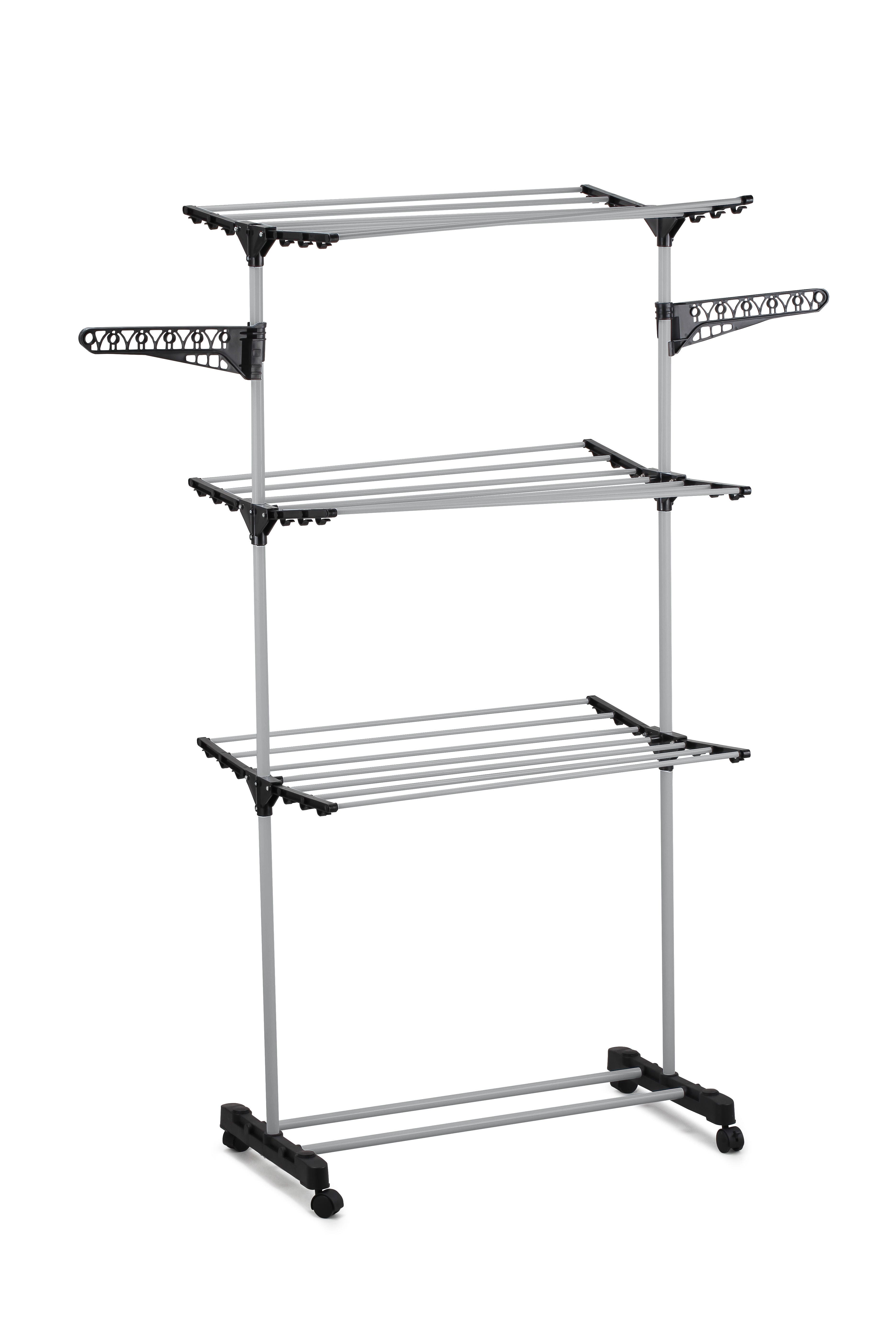 CARLA HOME 3-Tier Stainless Steel Tube Folding Laundry Drying Rack - Grey
