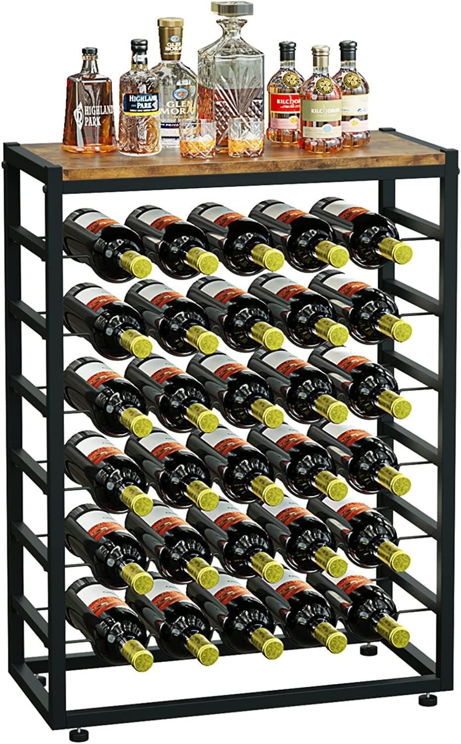 CARLA HOME 6-Tier 30 Bottle Capacity Freestanding Wood & Metal Wine Rack