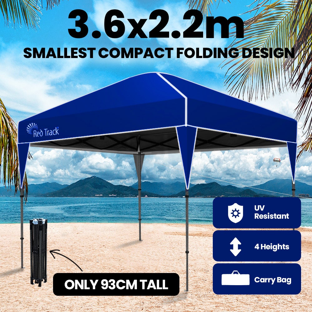 RED TRACK 3.6x2.2m Ultra Compact Folding Gazebo, Carry bag, Portable Outdoor Popup Marquee for Camping Beach, Navy Blue