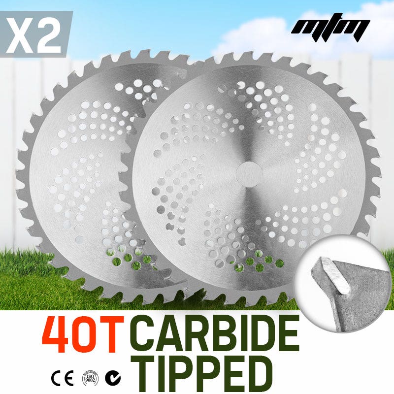 2x MTM Carbide Tipped 40 Tooth Brush Cutter Blade Whipper Snipper Brushcutter