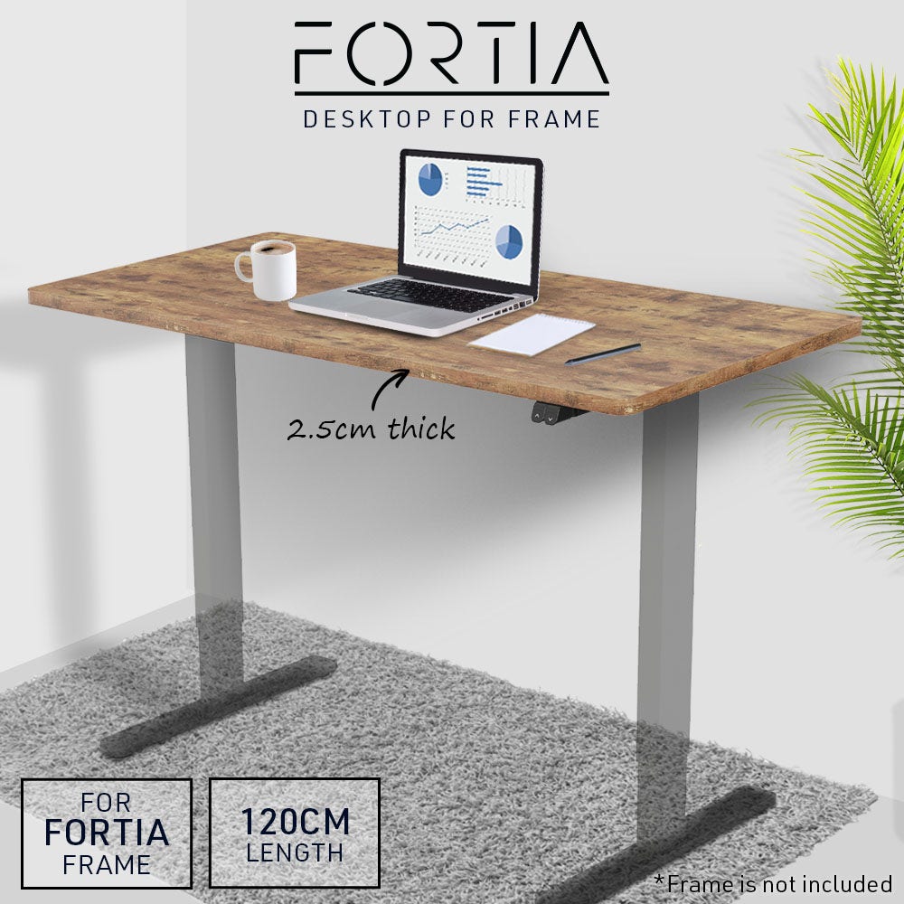FORTIA 120 x 60cm Desktop for Height Adjustable Electric Standing Desk, Oak Style