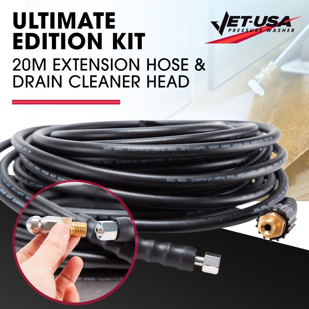 Jet-USA 20M Hose and Drain Cleaner Nozzle Accessory Pack for Petrol Pressure Washer