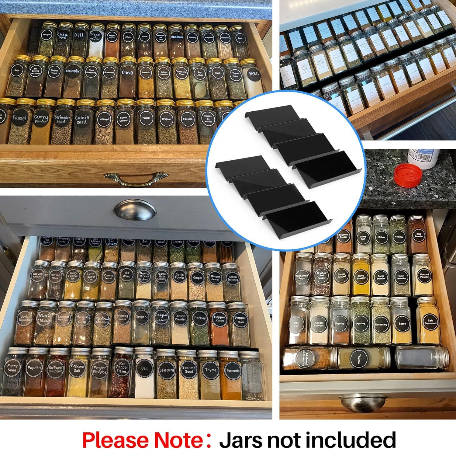 Carla Home Vikus Set of 2 4-Tier Spice Jar & Rack Organizer - Black Acrylic