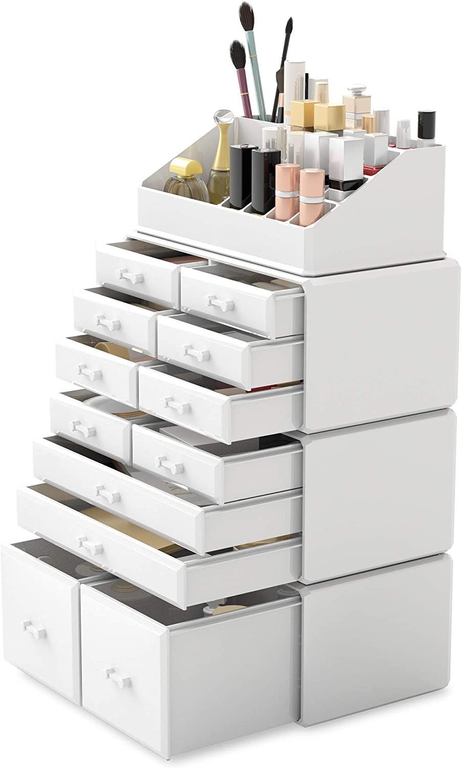 Carla Home Vikus 4Pc 12-Drawer 16-Compartment Makeup & Cosmetic Organiser - White