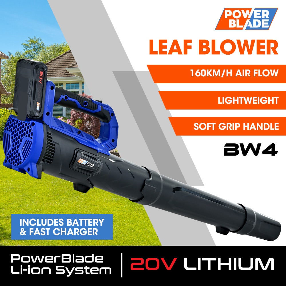 POWERBLADE BW4 20V Cordless Electric Leaf Blower Kit, with Battery and Fast Charger