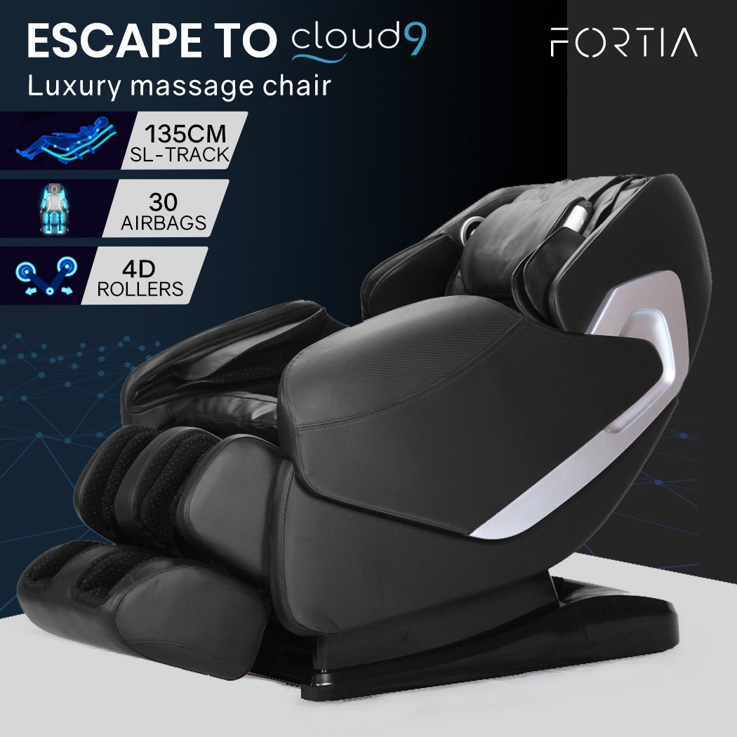 FORTIA Cloud 9 MKII Electric Massage Chair Full Body Zero Gravity with Heat and Bluetooth Black
