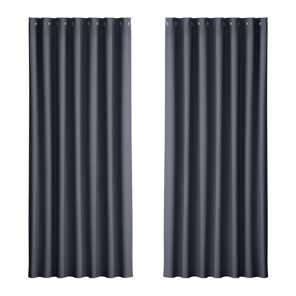 Artiss 2X Blockout Curtains Blackout Window Curtain Eyelet 240x230cm Charcoal